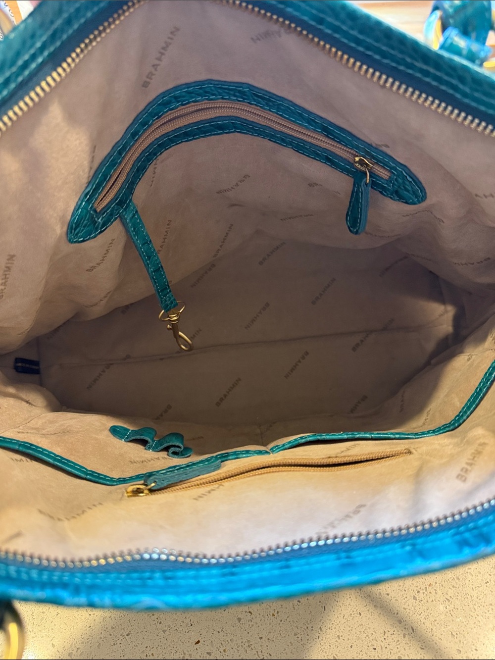 Brahmin Medium Asher Tote Ocean Melbourne Croc-Embossed Leather - Picture 4 of 7